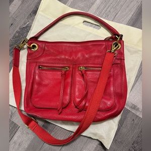Red leather Fossil hobo bag